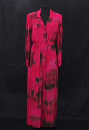 Hand Dyed Belted Jumpsuit - Fucshia