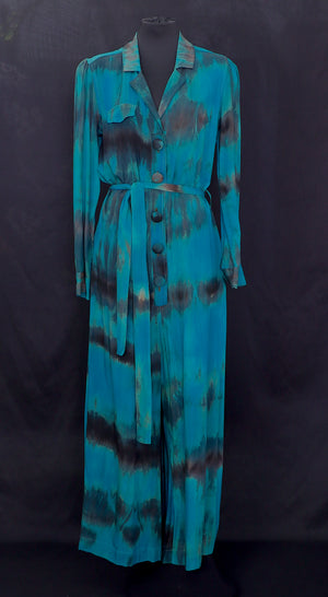 Hand Dyed Belted Jumpsuit - Green